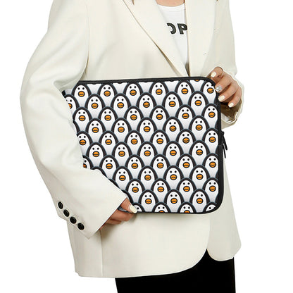 Cute Penguin Face Pattern Print Laptop Sleeve