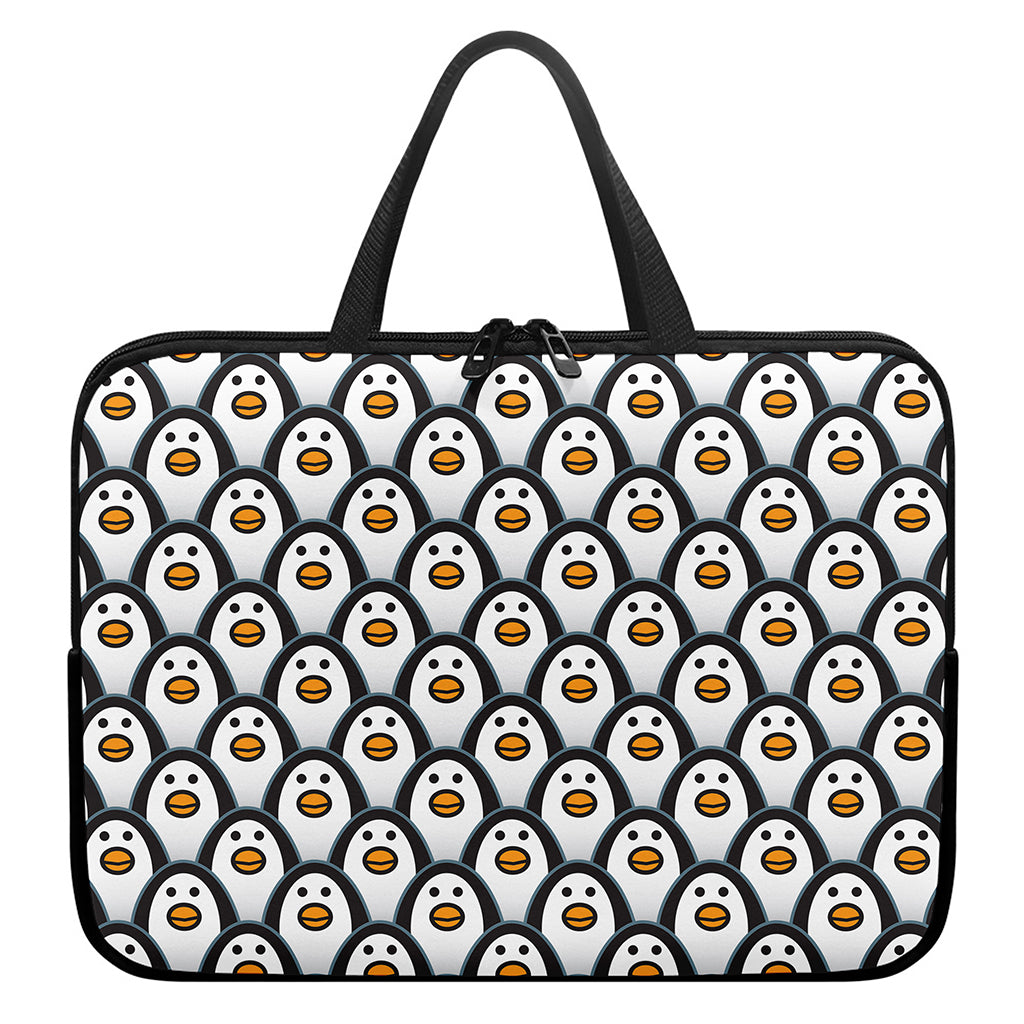 Cute Penguin Face Pattern Print Laptop Sleeve With Handle