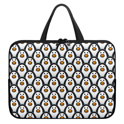 Cute Penguin Face Pattern Print Laptop Sleeve With Handle