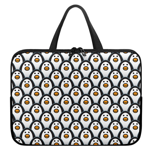 Cute Penguin Face Pattern Print Laptop Sleeve With Handle