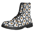 Cute Penguin Face Pattern Print Lace-Up Boots