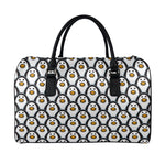 Cute Penguin Face Pattern Print Leather Duffle Bag