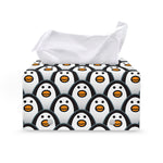 Cute Penguin Face Pattern Print Leather Tissue Box Cover