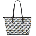 Cute Penguin Face Pattern Print Leather Tote Bag With Zipper