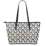 Cute Penguin Face Pattern Print Leather Tote Bag