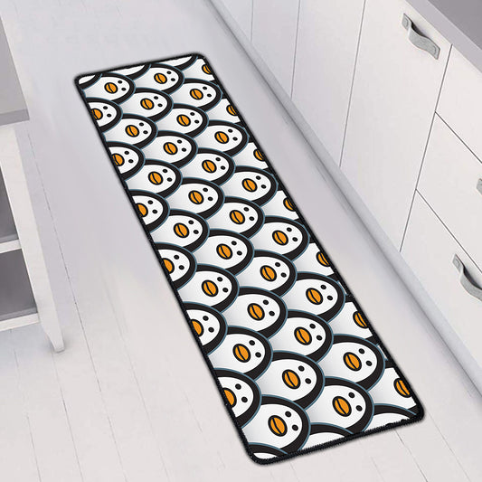 Cute Penguin Face Pattern Print Long Kitchen Mat
