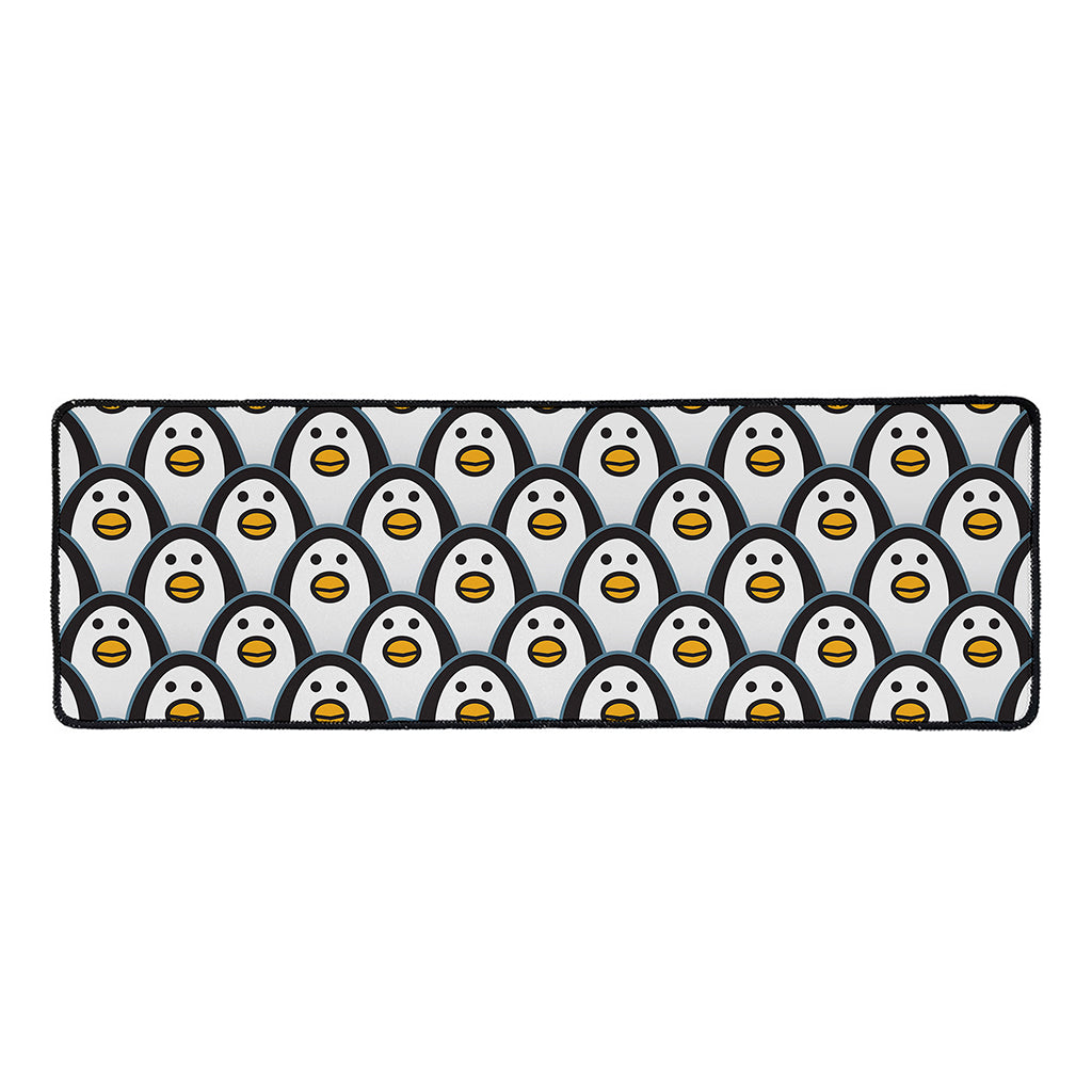 Cute Penguin Face Pattern Print Long Kitchen Mat