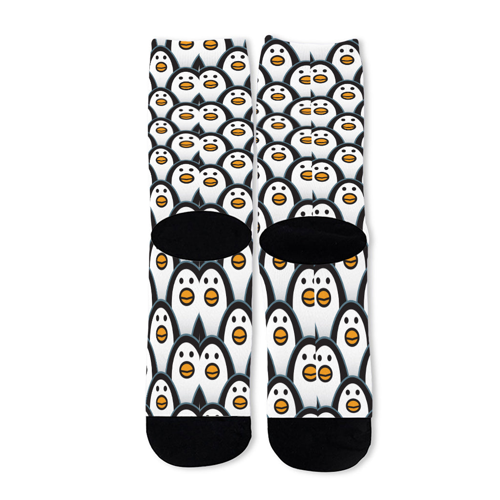 Cute Penguin Face Pattern Print Long Socks