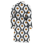 Cute Penguin Face Pattern Print Men's Bathrobe