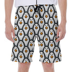Cute Penguin Face Pattern Print Men's Beach Shorts