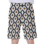 Cute Penguin Face Pattern Print Men's Beach Shorts