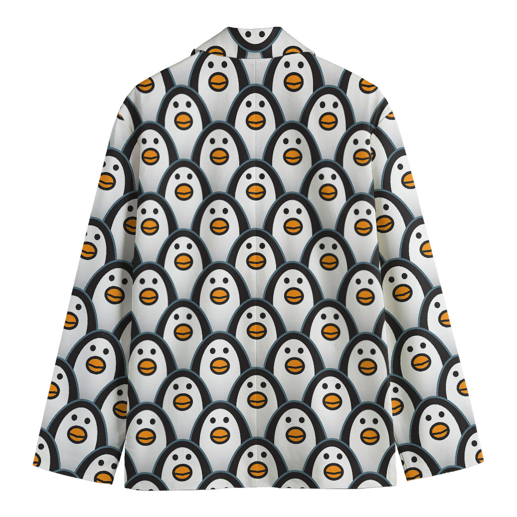 Cute Penguin Face Pattern Print Men's Blazer