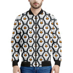 Cute Penguin Face Pattern Print Men's Bomber Jacket