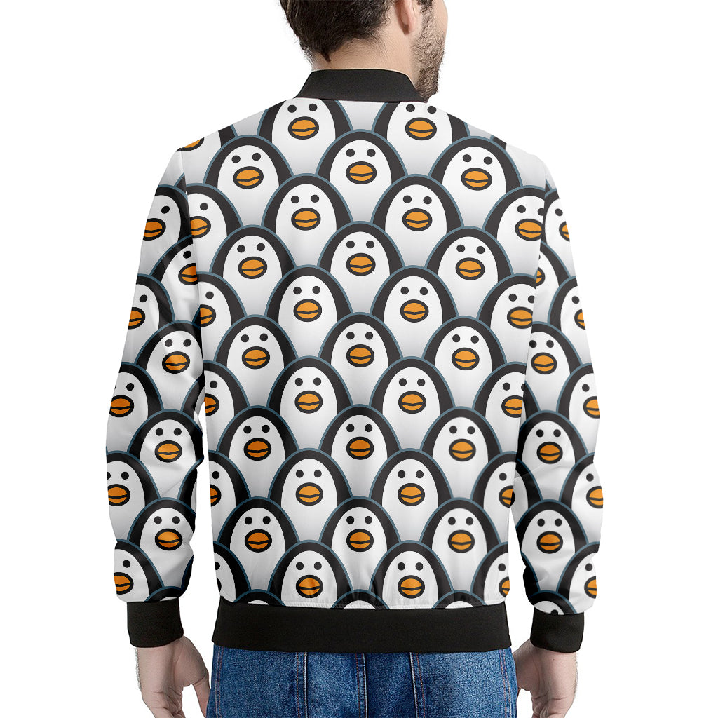 Cute Penguin Face Pattern Print Men's Bomber Jacket