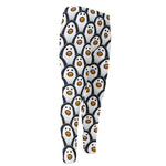 Cute Penguin Face Pattern Print Men's Compression Pants