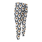 Cute Penguin Face Pattern Print Men's Compression Pants