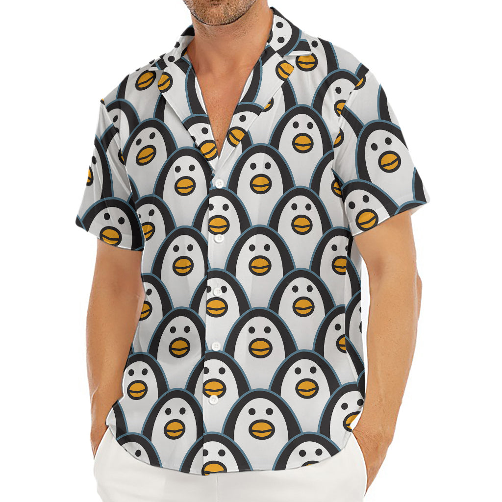 Cute Penguin Face Pattern Print Men's Deep V-Neck Shirt