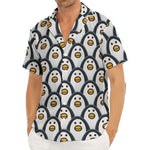 Cute Penguin Face Pattern Print Men's Deep V-Neck Shirt