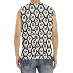 Cute Penguin Face Pattern Print Men's Fitness Tank Top