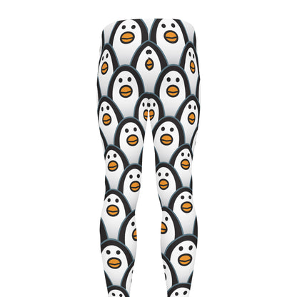 Cute Penguin Face Pattern Print Men's leggings