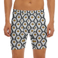 Cute Penguin Face Pattern Print Men's Long Boxer Briefs