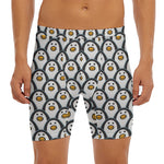 Cute Penguin Face Pattern Print Men's Long Boxer Briefs
