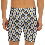 Cute Penguin Face Pattern Print Men's Long Boxer Briefs
