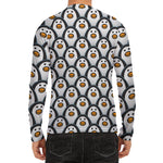 Cute Penguin Face Pattern Print Men's Long Sleeve Rash Guard