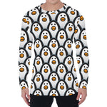 Cute Penguin Face Pattern Print Men's Long Sleeve T-Shirt