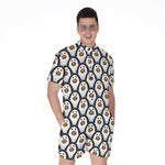 Cute Penguin Face Pattern Print Men's Rompers