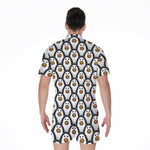 Cute Penguin Face Pattern Print Men's Rompers