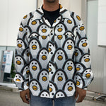 Cute Penguin Face Pattern Print Men's Shirt Jacket