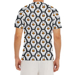 Cute Penguin Face Pattern Print Men's Short Sleeve Rash Guard