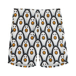 Cute Penguin Face Pattern Print Men's Sports Shorts