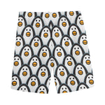 Cute Penguin Face Pattern Print Men's Sports Shorts