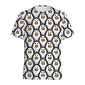Cute Penguin Face Pattern Print Men's Athletic T-Shirt