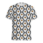 Cute Penguin Face Pattern Print Men's Sports T-Shirt
