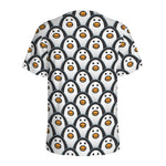 Cute Penguin Face Pattern Print Men's Sports T-Shirt