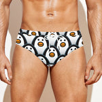 Cute Penguin Face Pattern Print Men's Swim Briefs