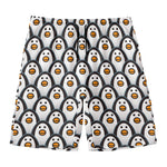 Cute Penguin Face Pattern Print Men's Swim Trunks