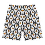 Cute Penguin Face Pattern Print Men's Swim Trunks