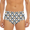 Cute Penguin Face Pattern Print Men's Triangle Swim Briefs