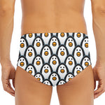 Cute Penguin Face Pattern Print Men's Triangle Swim Briefs