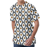 Cute Penguin Face Pattern Print Men's Velvet T-Shirt