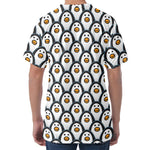 Cute Penguin Face Pattern Print Men's Velvet T-Shirt