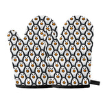 Cute Penguin Face Pattern Print Oven Mitts