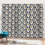 Cute Penguin Face Pattern Print Pencil Pleat Curtains