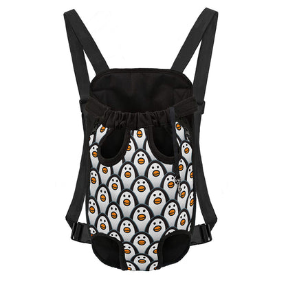 Cute Penguin Face Pattern Print Pet Carrier Backpack