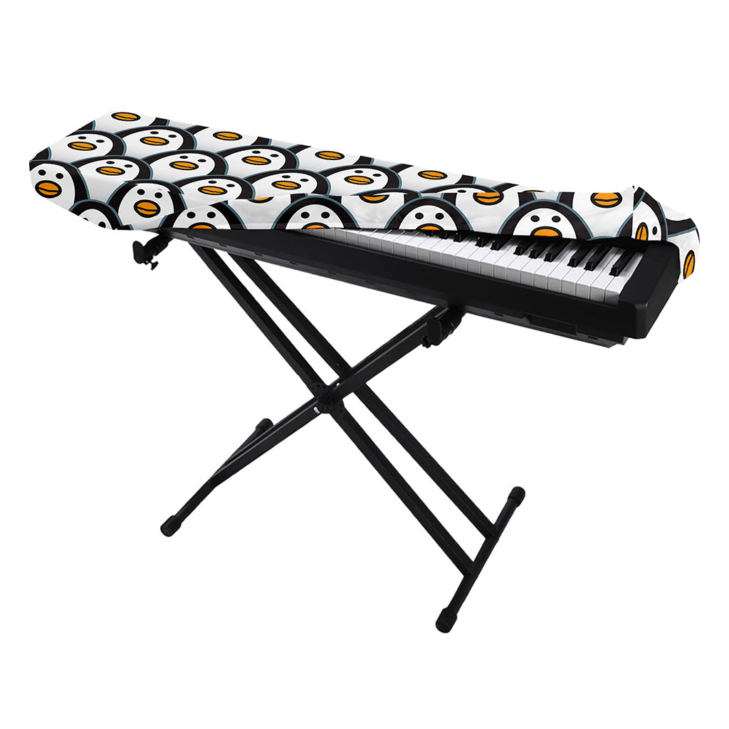 Cute Penguin Face Pattern Print Piano Keyboard Cover