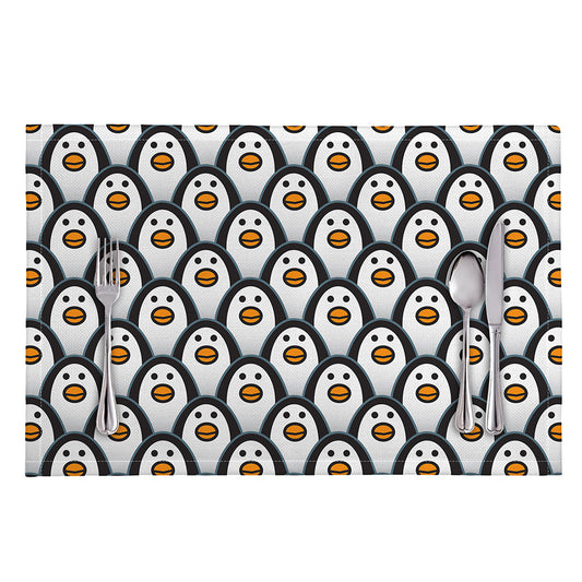 Cute Penguin Face Pattern Print Placemat